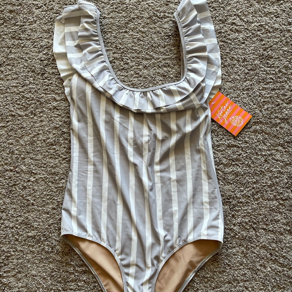 Kortni Jeane Double Ruffle one piece bathing suit